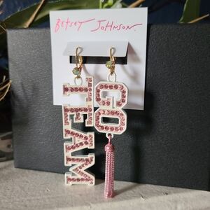 Betsey Johnson Crystal Go Team Mismatch Rhinestone Statement Earrings